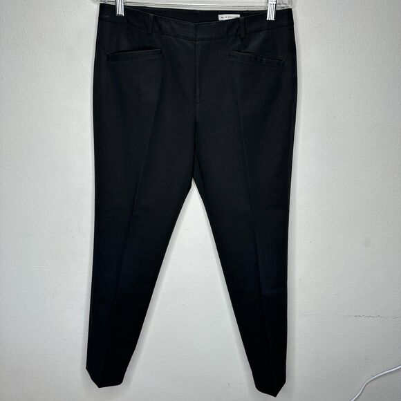 Club Monaco Jet Black Pressed Front Crease Straight Leg Trouser Pant Pockets 8 - Picture 10 of 10
